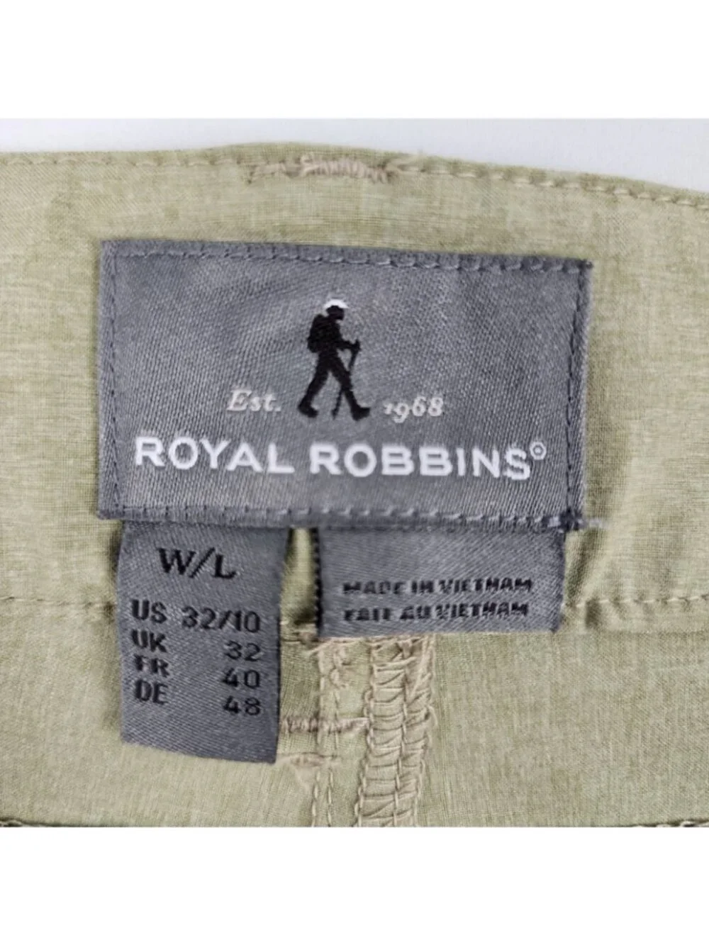 Royal Robbins Shorts Mens 32/10 Greenish Tan Outdoor Hiking Short (32x10)